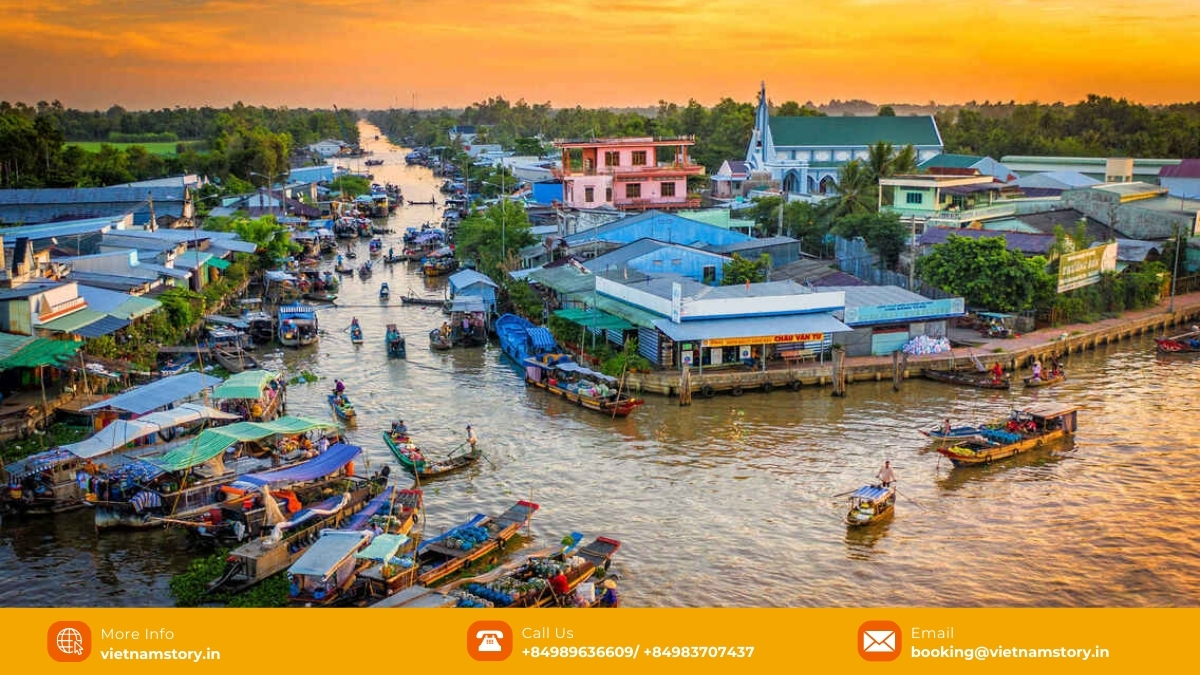 Long Xuyen floating market in An Giang provides an authentic, less touristy experience, known for local interactions and unique livestock trade.