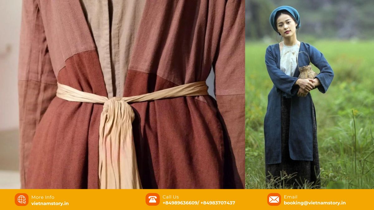 Women wearing the traditional Northern Vietnamese Ao Tu Than costume with Non Quai Thao hats