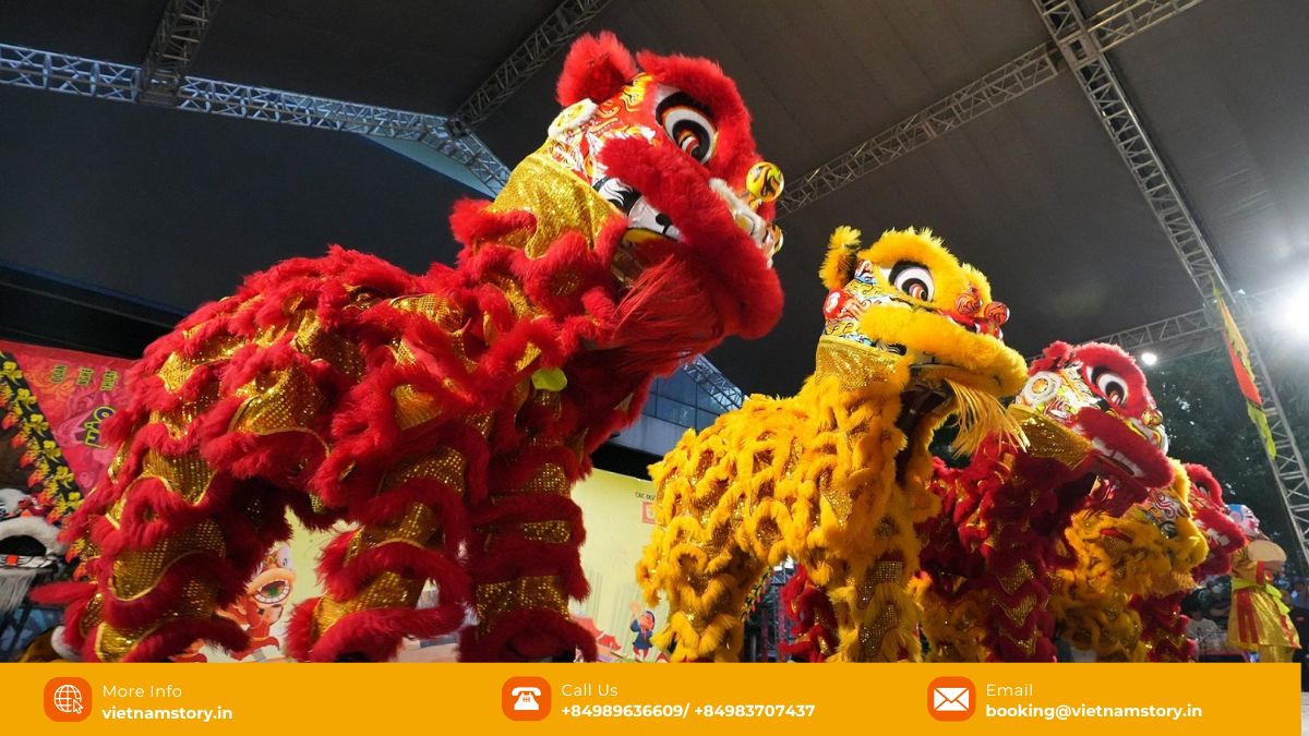Intricately designed Vietnamese lion dance costumes are a key feature of this cultural tradition.