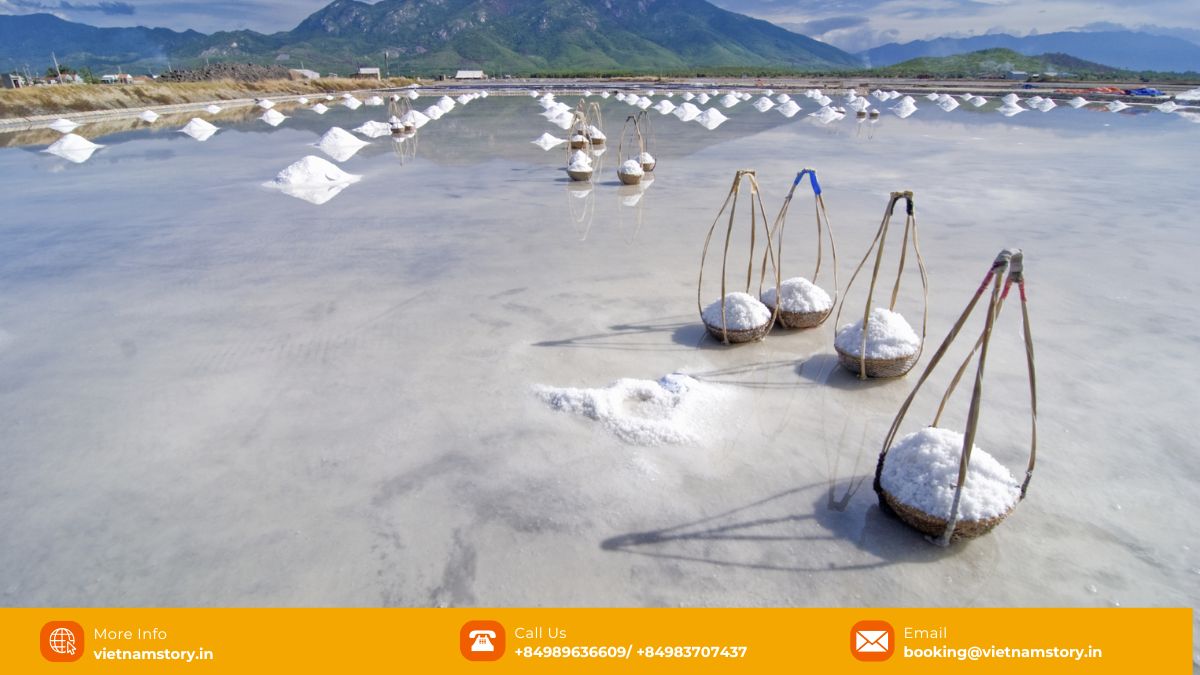 Idyllic white sands and turquoise shallow waters of Doc Let beach near Nha Trang.