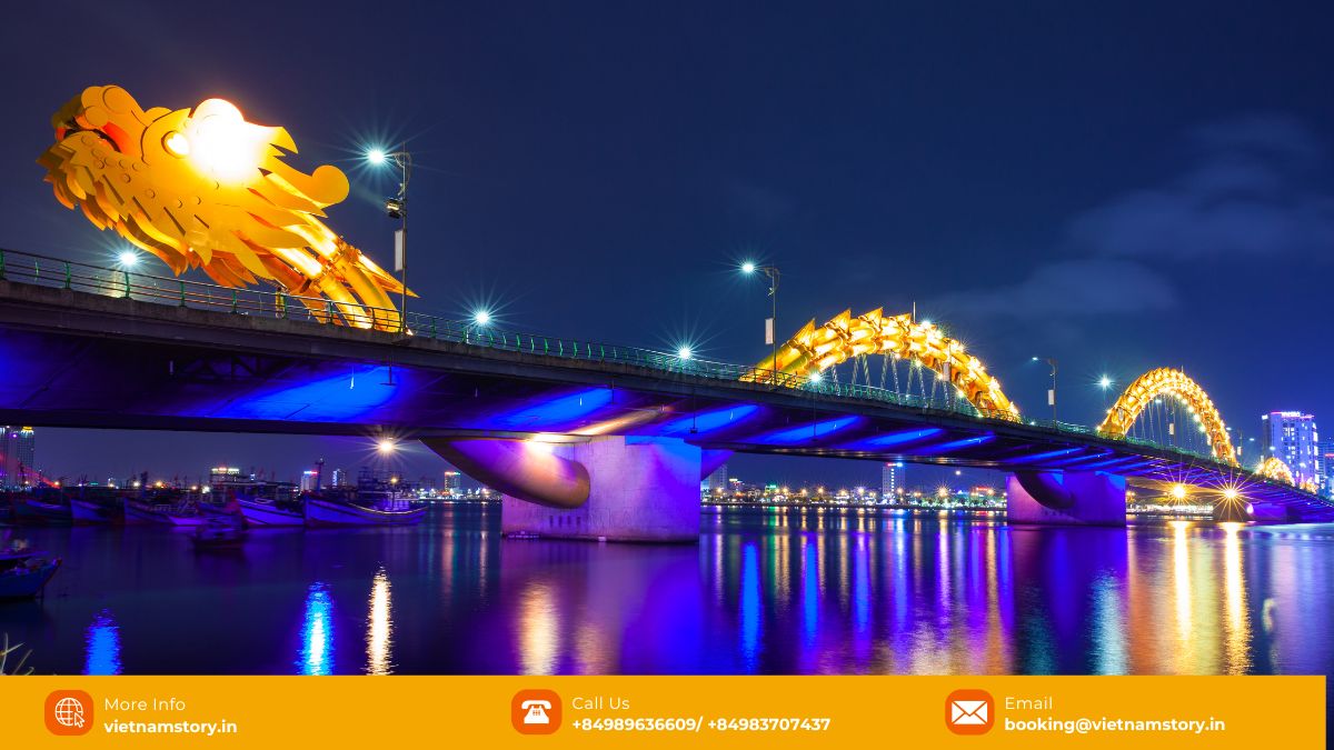 Dragon Bridge Danang Vietnam fire breathing show Cau Rong