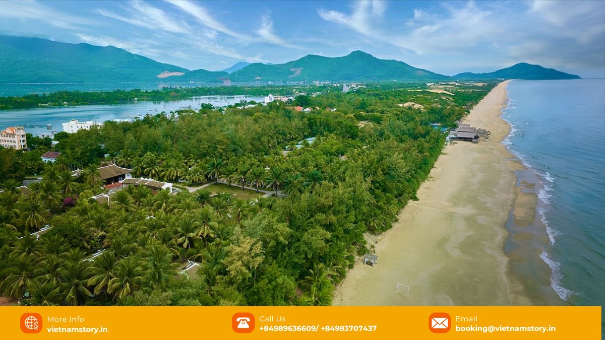 Beautiful Lang Co beach with its unique lagoon setting, between Hue and Danang.