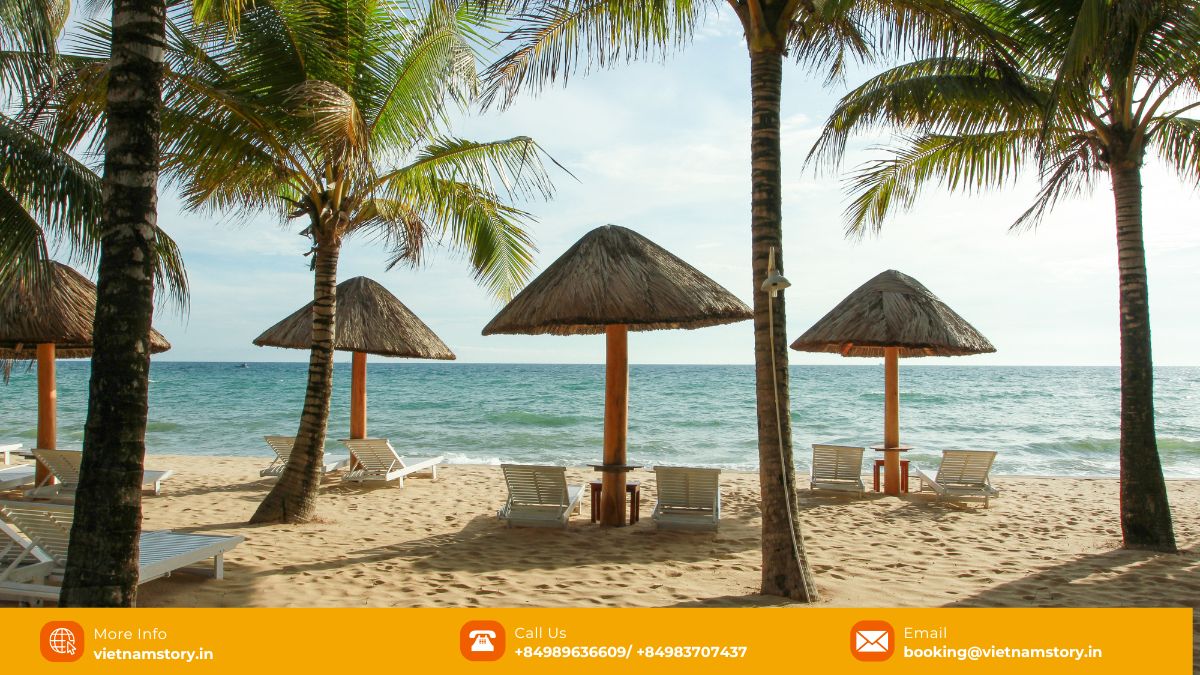 Stunning white sand and clear turquoise water at Sao Beach, Phu Quoc Island.