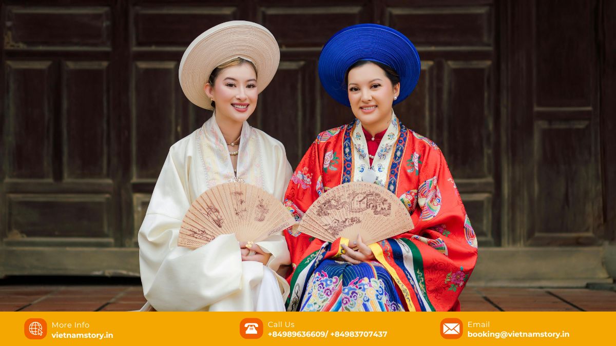 Modern adaptation of Vietnamese traditional costumes, Viet Phuc style, showing elegance