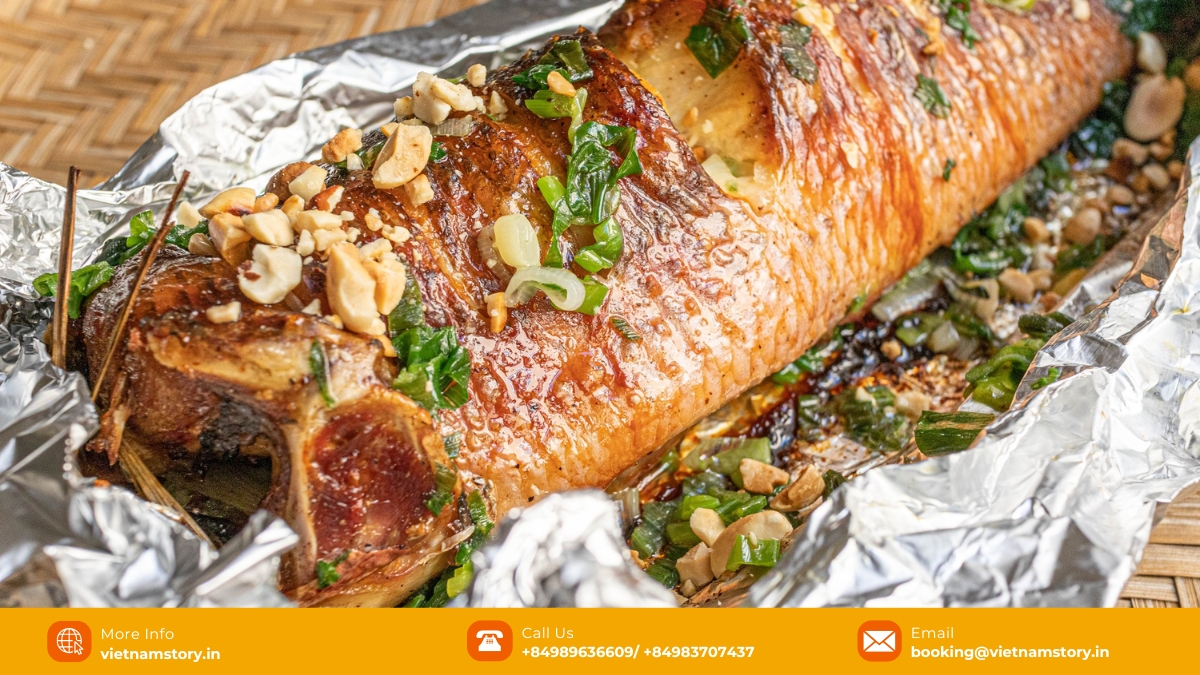 Van Long Wetland Nature Reserve’s specialty is grilled snakehead fish