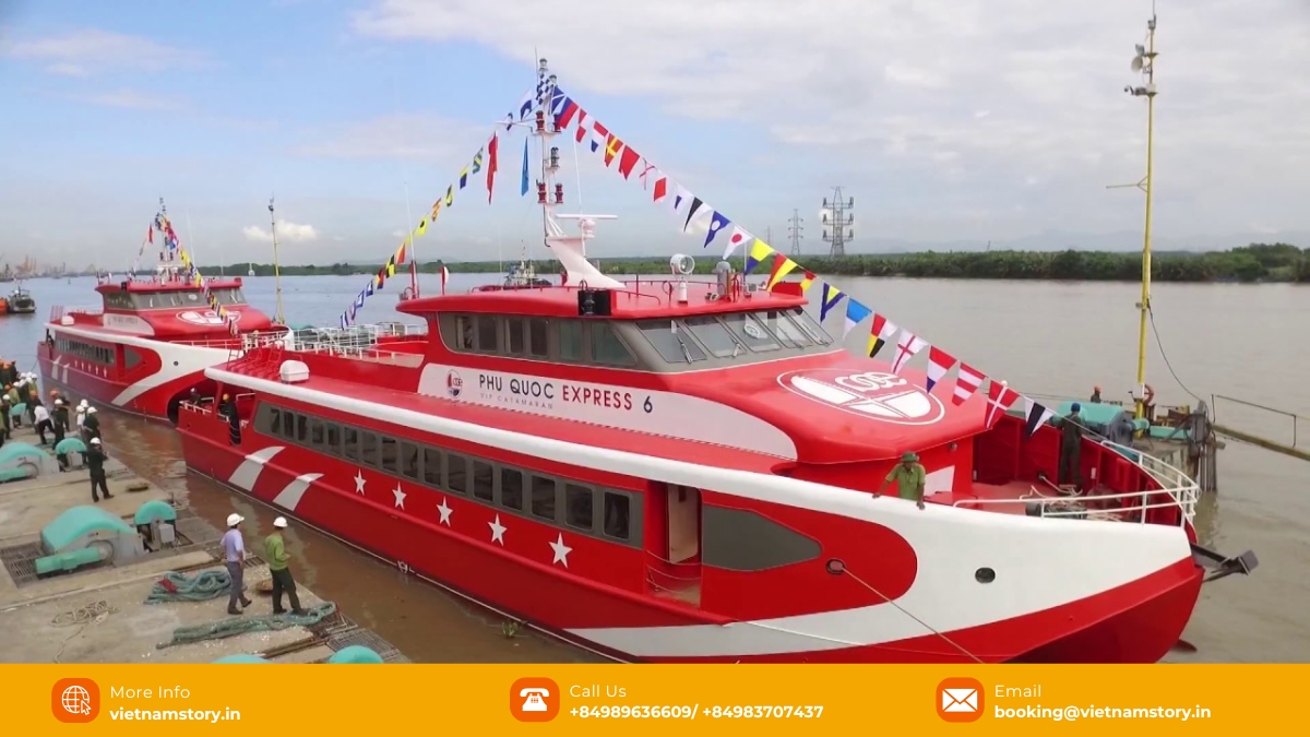 High-speed ferry from Rach Gia to Phu Quoc—approximately 2.5 hours across High-speed ferry from Rach Gia to Phu Quoc—approximately 2.5 hours across