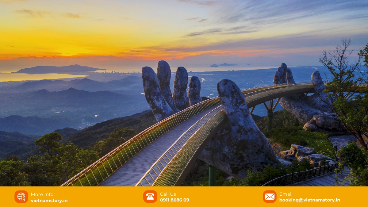 Top 20 Things to Do in Hoi An for Indian Travelers 6 The Golden Bridge at Ba Na Hills is an iconic symbol and one of the world’s most famous bridges.