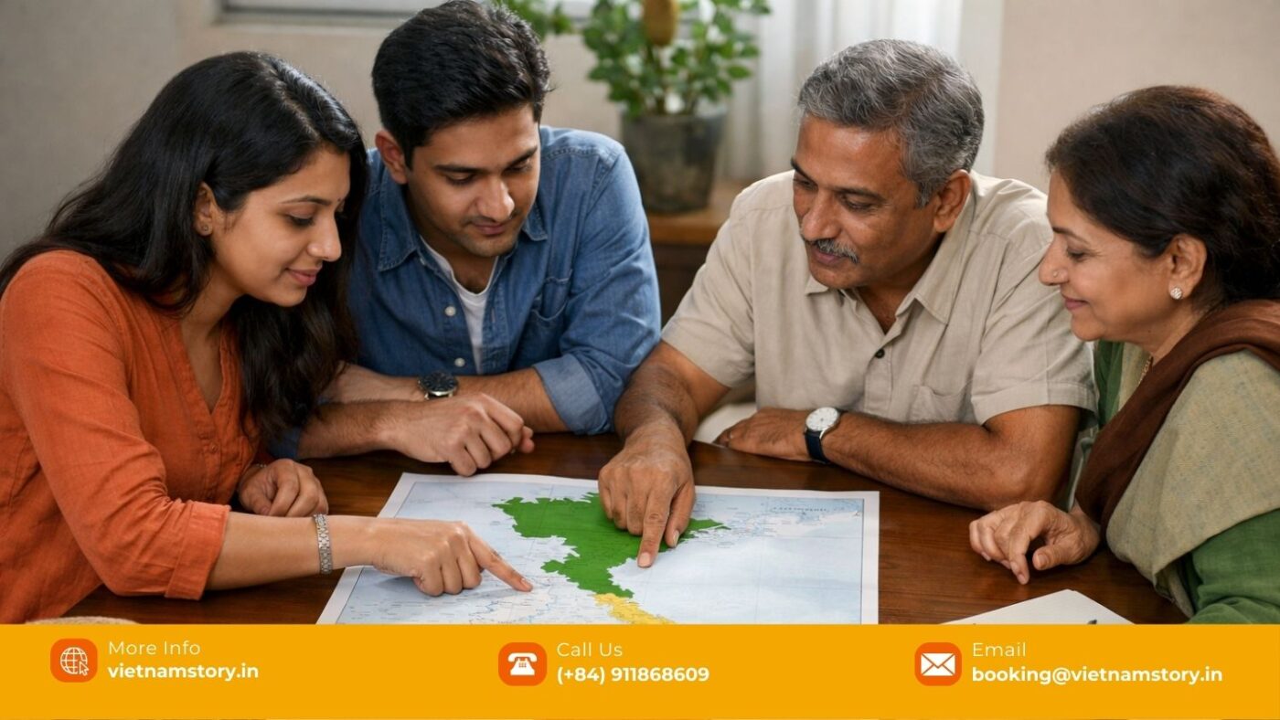North Vs Central Vs South Vietnam: Which Route From Delhi Suits You Best? 1 Indian travellers from Delhi comparing North, Central, and South Vietnam travel routes