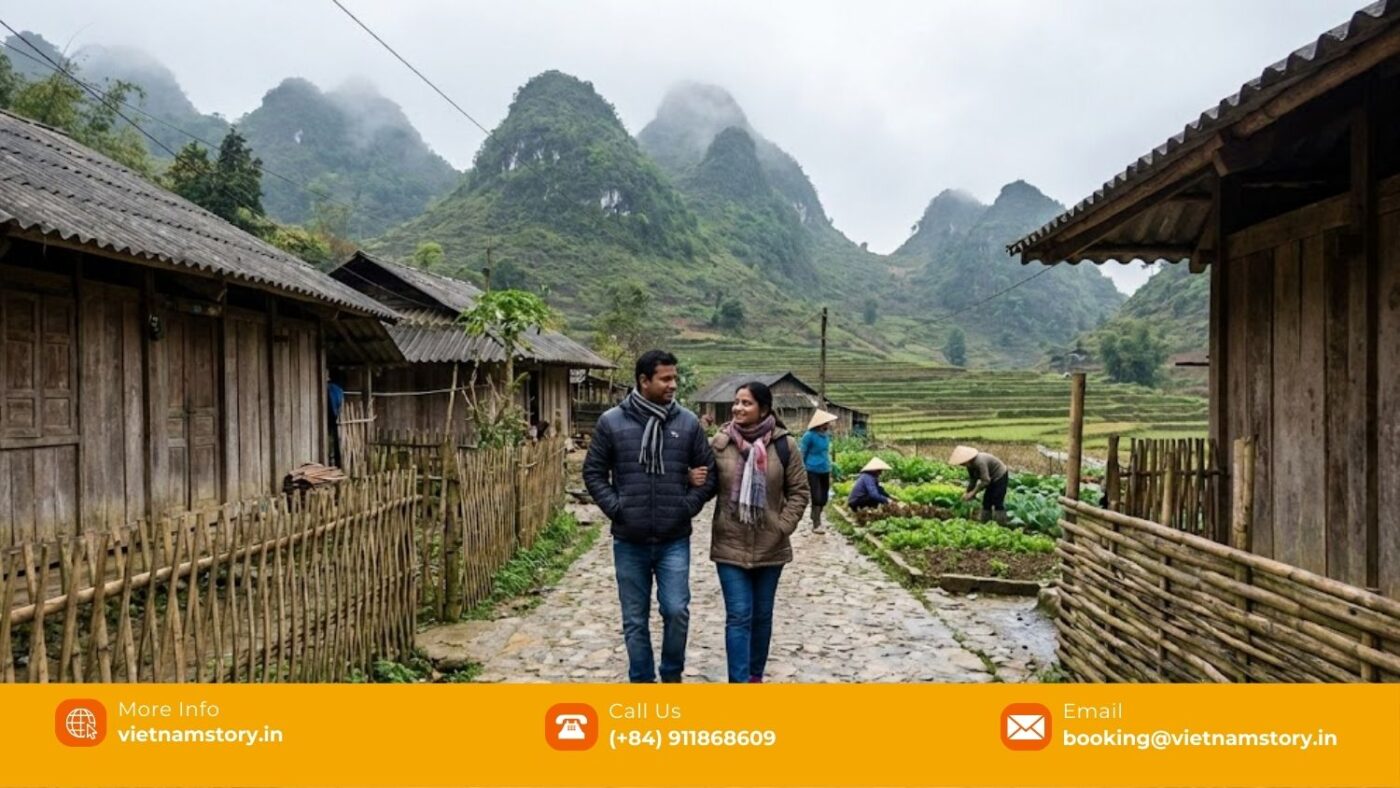 North Vs Central Vs South Vietnam: Which Route From Delhi Suits You Best? 2 Indian couple experiencing cultural and scenic travel in North Vietnam