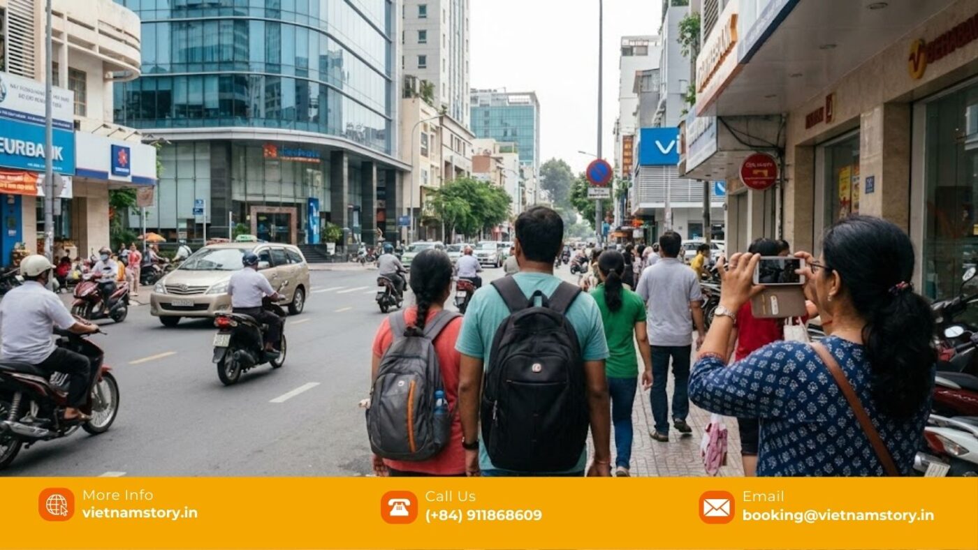 North Vs Central Vs South Vietnam: Which Route From Delhi Suits You Best? 4 Indian travellers experiencing fast-paced urban travel in South Vietnam